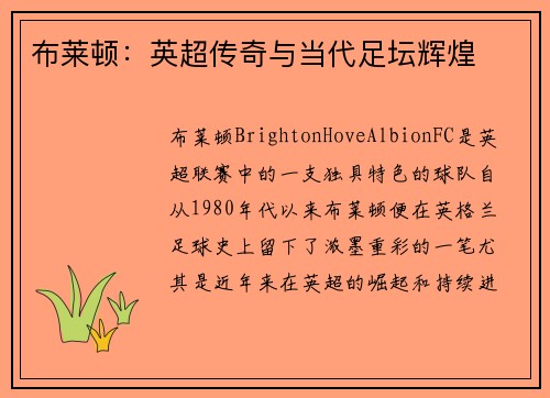 布莱顿：英超传奇与当代足坛辉煌